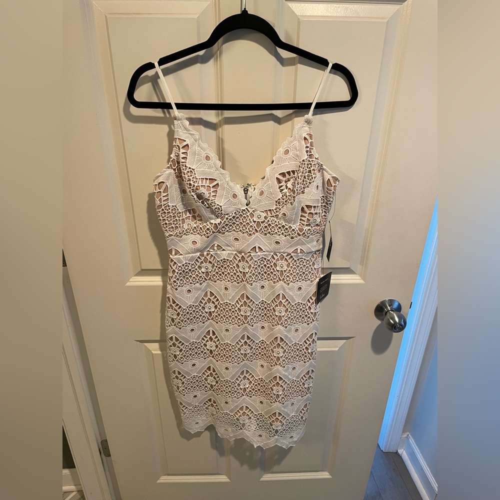 NWT Lulu’s White Crochet Lace Mini Dress Bridal